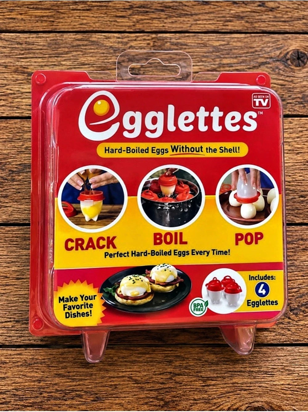 Eaglettes Hard-Boiled Eggs Without the Shell 4-Piece Egg Cooker Set NWT
